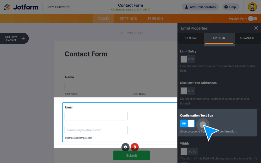 How to verify email addresses in Jotform?