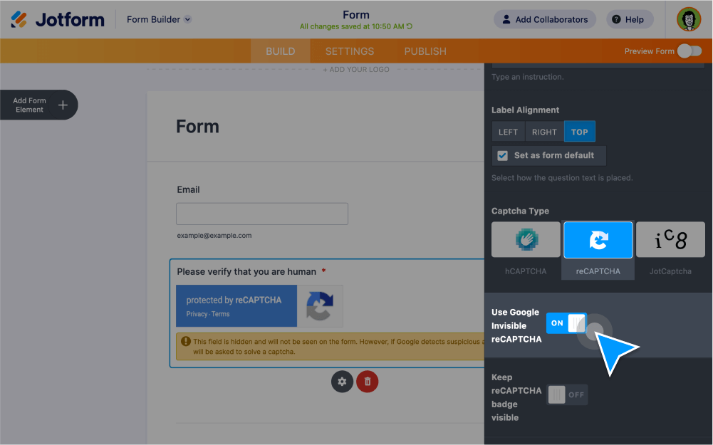 Adding a Captcha to your Form