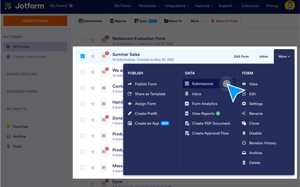 JOTFORM. JOTFORM примеры написания. JOTFORM опрос качества ресторана. Manager form.