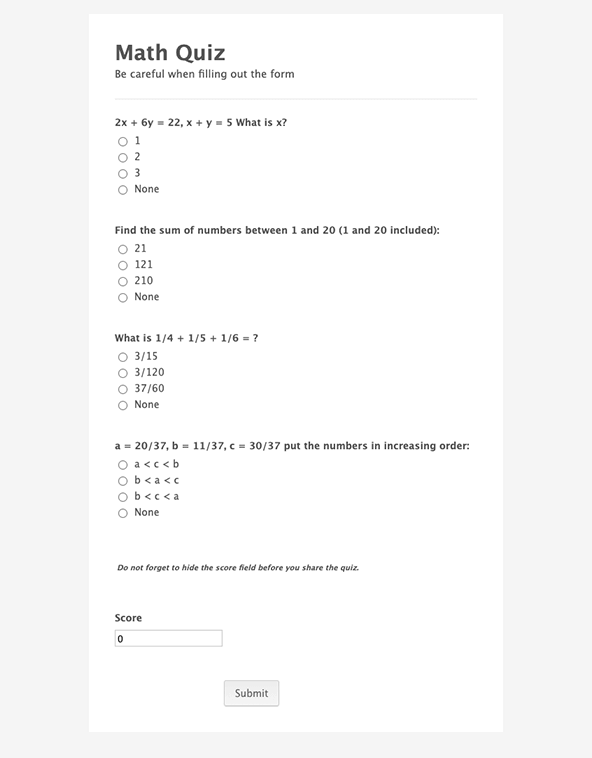 Free Online Test Maker Multiple Choice Tests Jotform