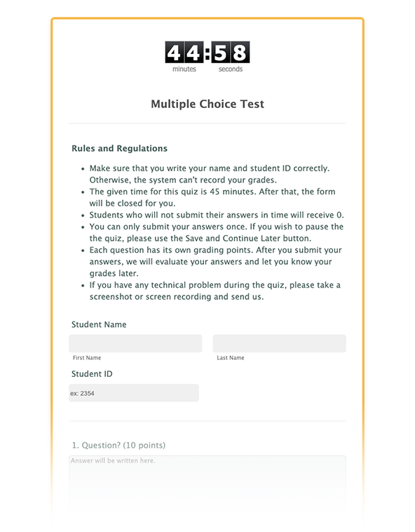 Free Online Test Maker Multiple Choice Tests Jotform