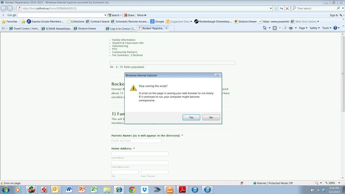 Stop Running this Script error message when completing form Image 1 Screenshot 20