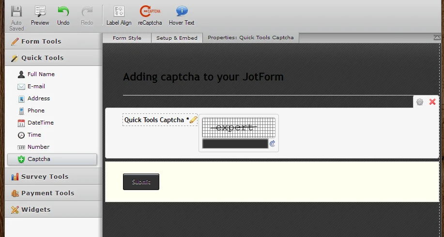 Adding captcha to JotForm Image 2 Screenshot 61