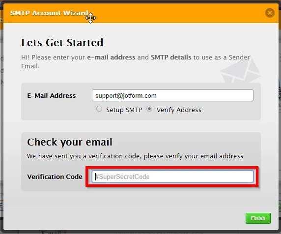 Where do I enter verification code that I received for adding SMTP email address Image 5 Screenshot 104