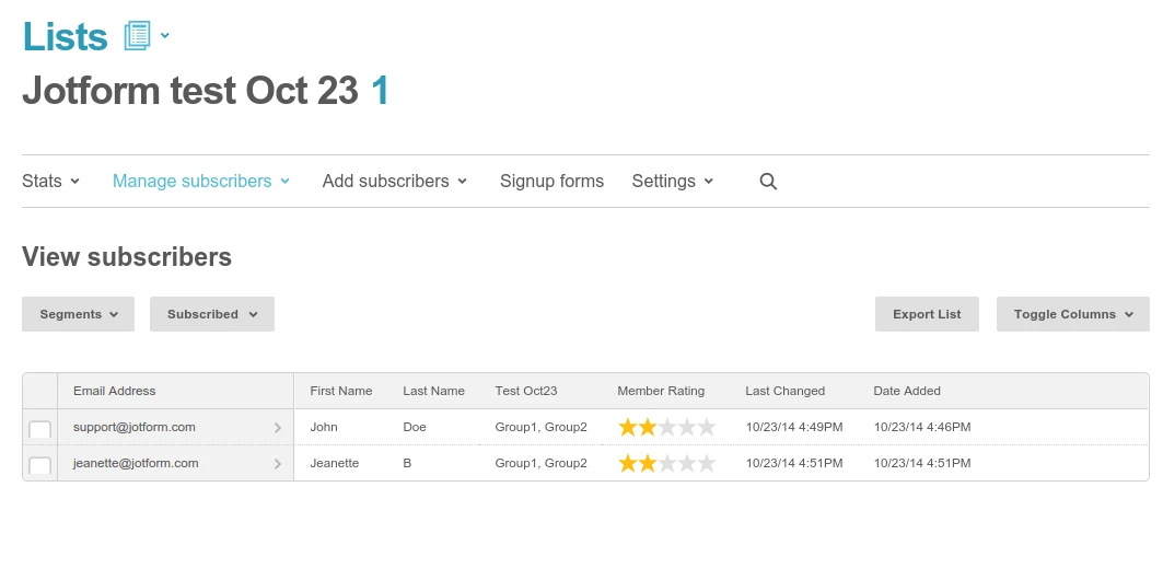 JotForm MailChimp Integration   Checkboxes not working Image 2 Screenshot 51