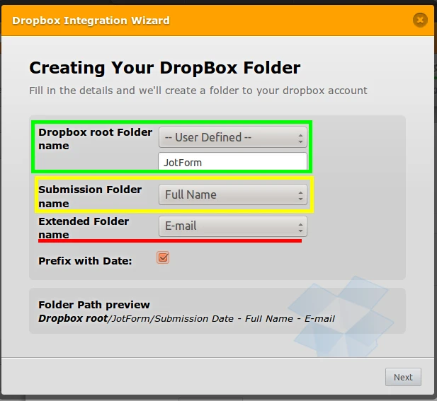 How do  Integrate dropbox with jotforms and allow my submissions to be in a specific folder Image 1 Screenshot 20