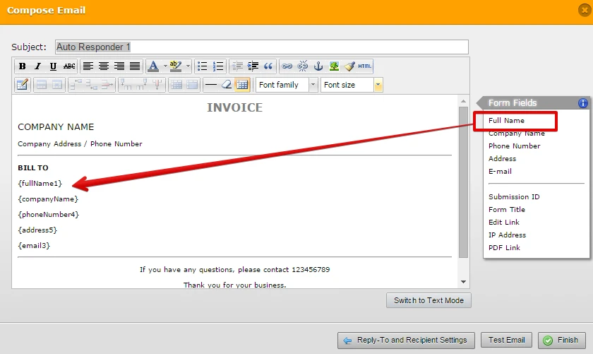 Autoresponder: Creating an Invoice Image 5 Screenshot 104