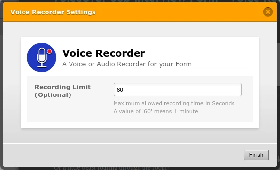 Is there a way to limit the seconds available on the voice recording widget? Image 1 Screenshot 30