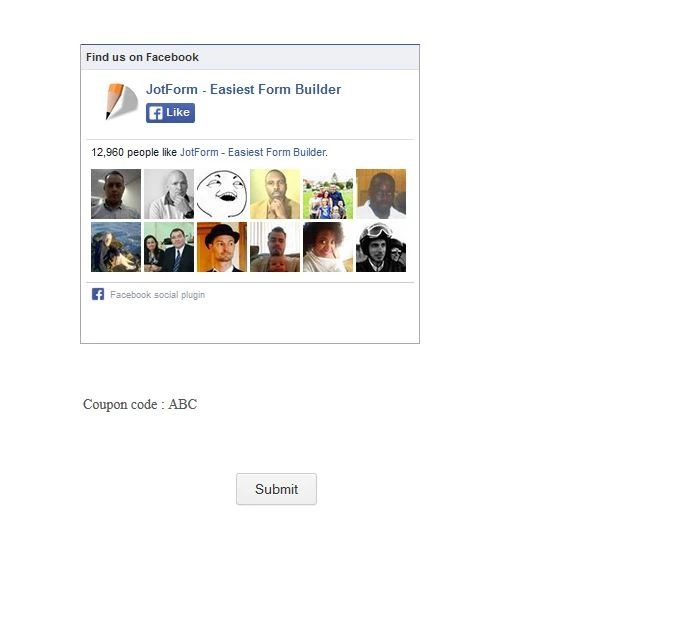 display coupon when user likes me on Facebook Image 1 Screenshot 20