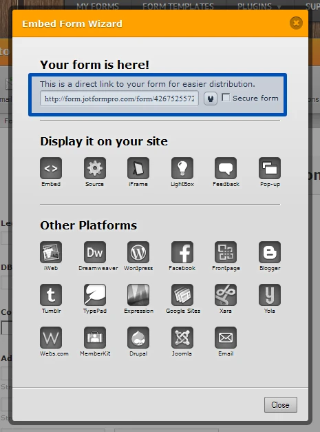 How can I get the direct link to my jotform   a live link to the jotform? Image 2 Screenshot 71