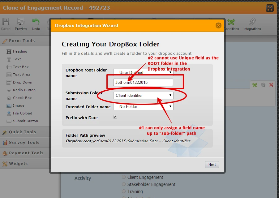 How can I get forms into a dropbox folder using a unique ID Image 1 Screenshot 20