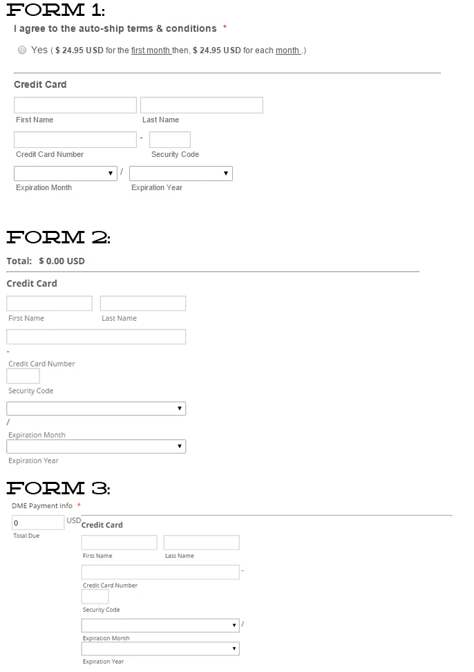 Why do the Stripe credit card blocks look different on my different forms? Image 1 Screenshot 20