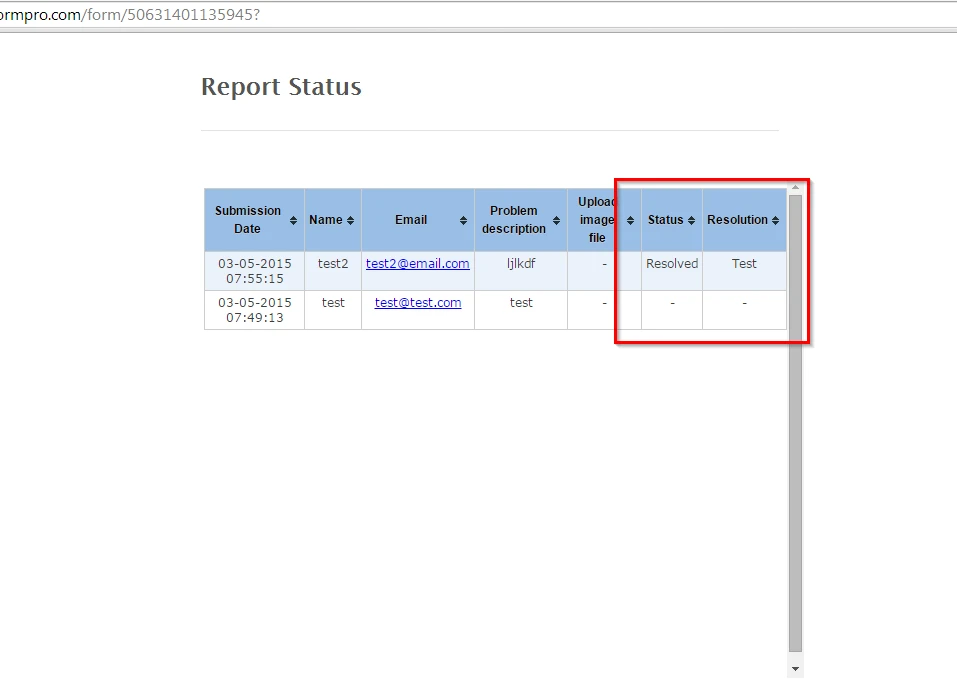 Adding a new column in report displayed to the public for status update for each submission? Image 7 Screenshot 146