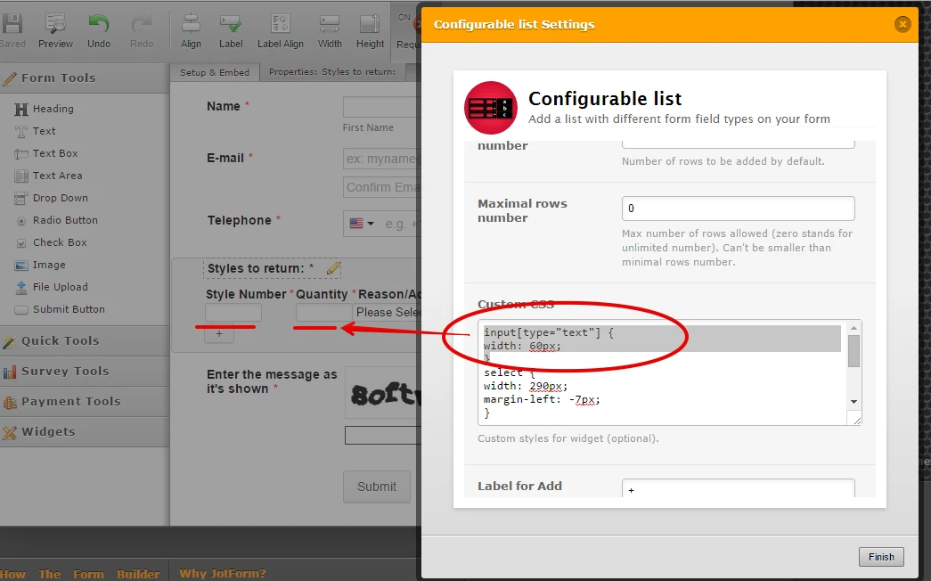 How to change the width of the textbox of Configurable List Widget? Image 1 Screenshot 20