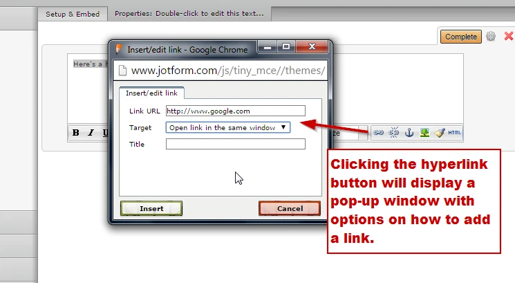 How can I insert a hyperlink into my form? Image 3 Screenshot 62