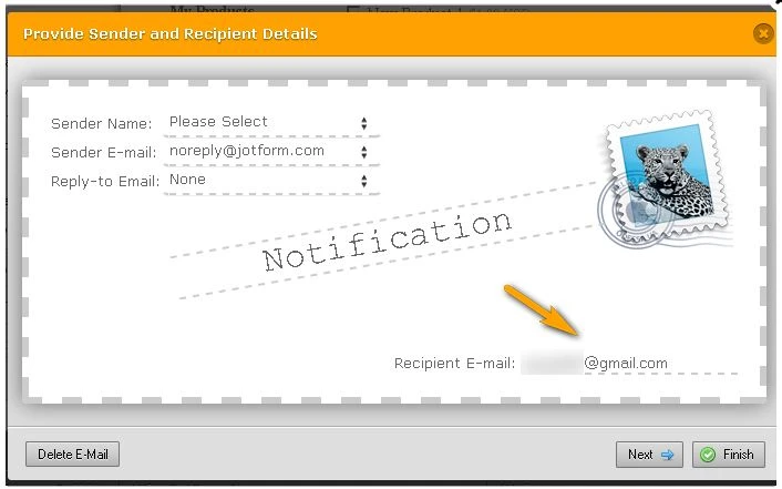 how do I change my default email address that recieves notifications on my form? Image 1 Screenshot 20