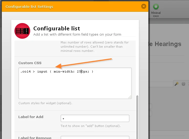 Having trouble with making a field longer using CSS in Configurable List Image 2 Screenshot 51