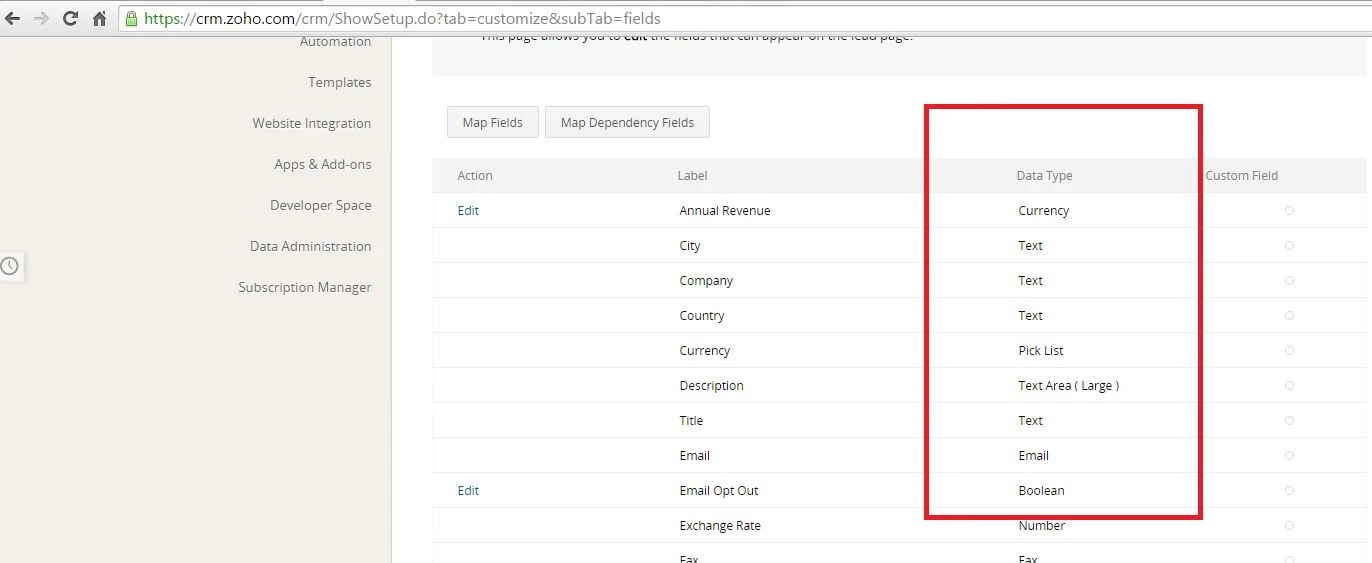 When mapping fields in Zoho integration, wrong field get selected by default Image 1 Screenshot 20