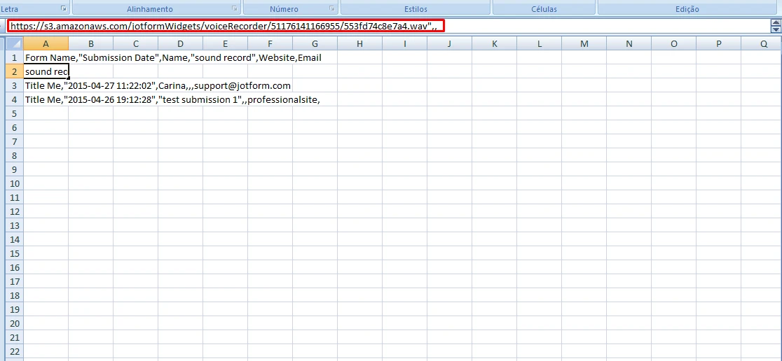 Combining Form Results: Audio link not being transferred to the spreadsheet  Image 1 Screenshot 20