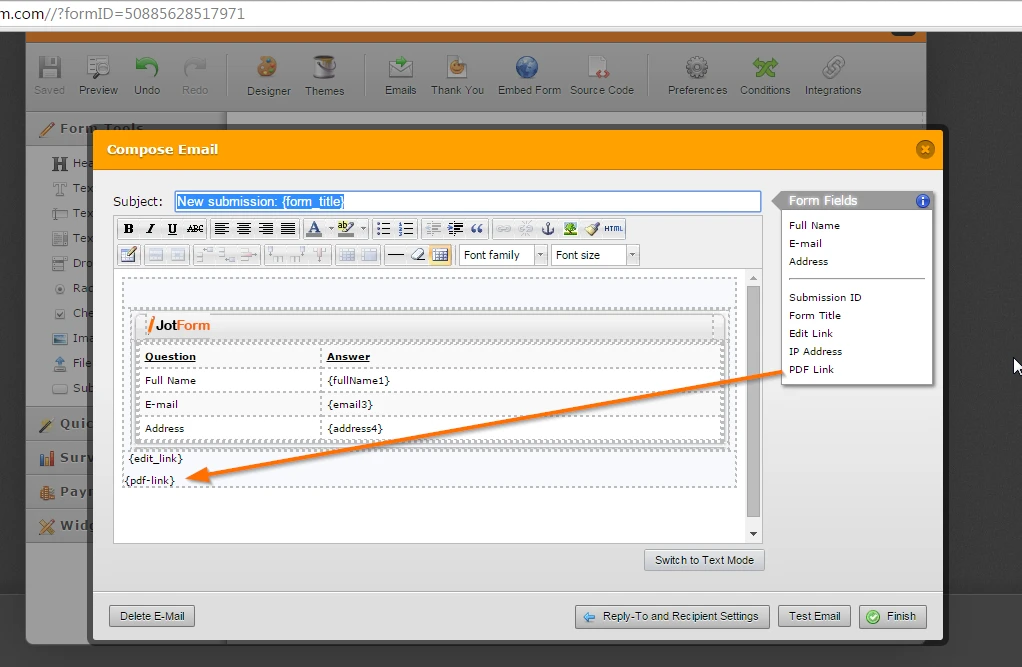 Form PDF Link to send in InfusionSoft Integration? Image 2 Screenshot 51