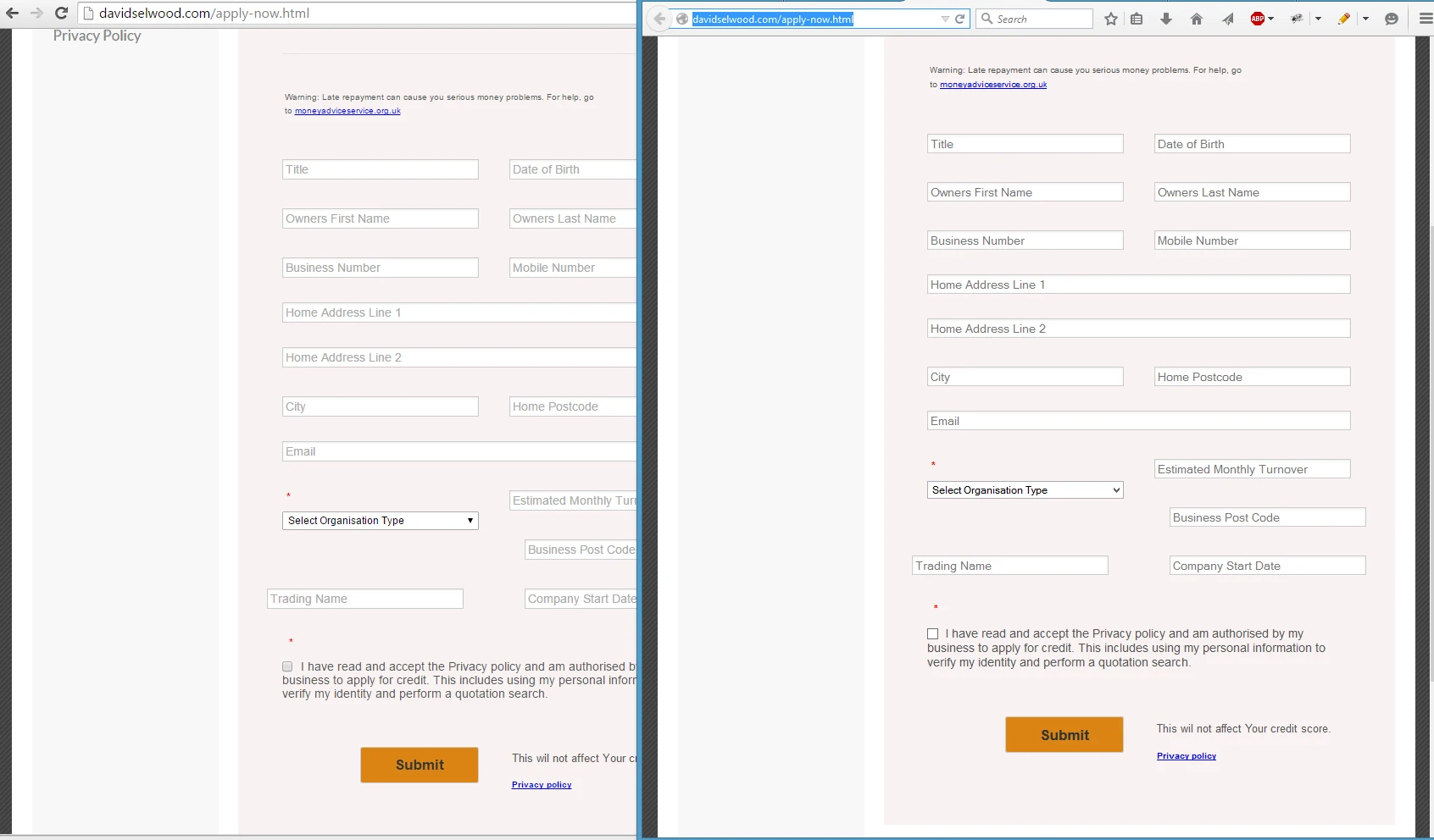 The bottom of my form is not showing on my site (Submit button etc) Image 1 Screenshot 20
