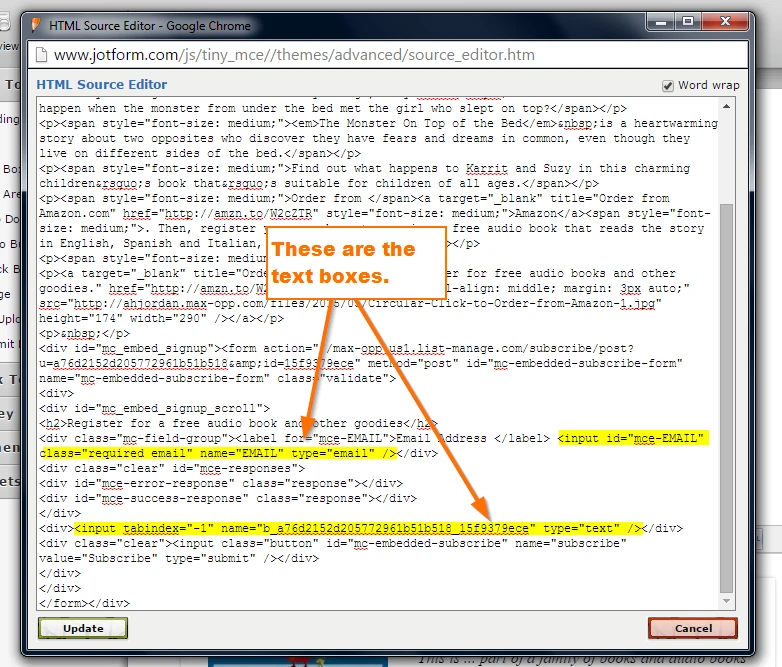Extra text box when I embed MailChimp code Image 3 Screenshot 62