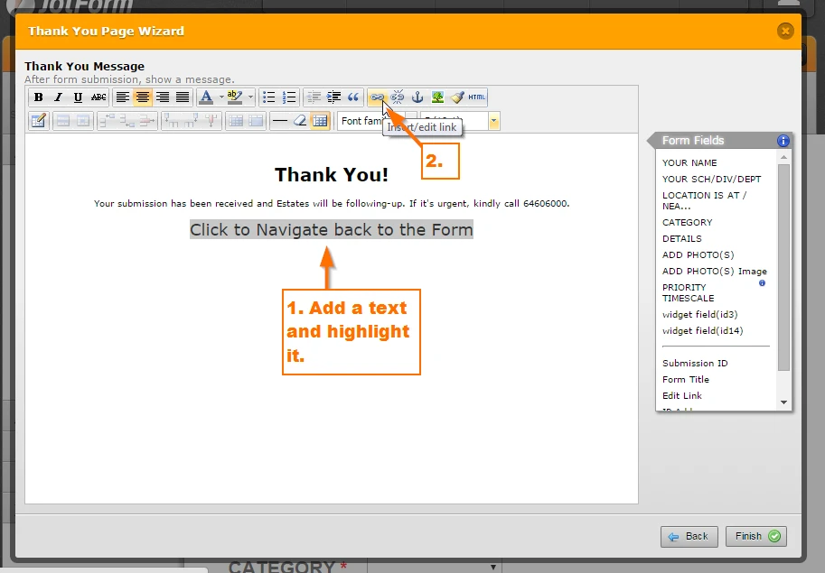 How to add a redirect link to that Thank You message Image 2 Screenshot 51
