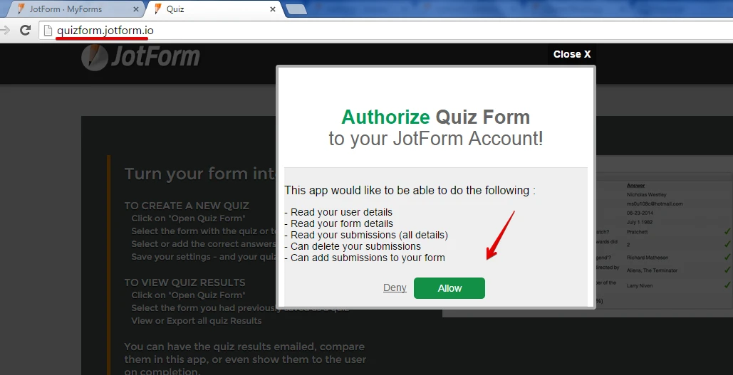 Why wont the Quiz Form app let me log in? Image 2 Screenshot 51