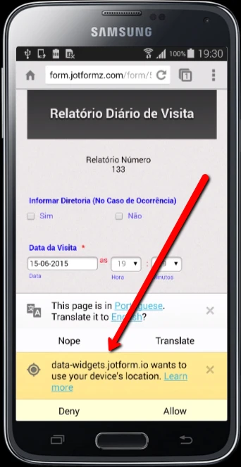 No permission is asked to share location in Geolocation widget when form is loaded in a mobile device Image 2 Screenshot 41