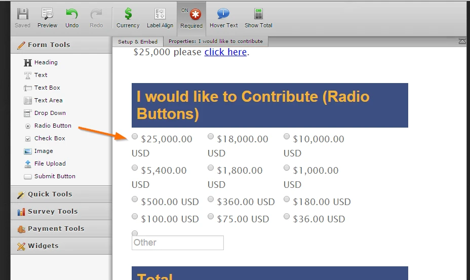 How can I set price amounts and also give an option to input their own amount into the same form Image 1 Screenshot 50