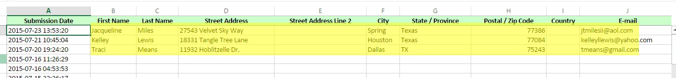 I need for all information submitted on a form to show in the excel sheet download Screenshot 20