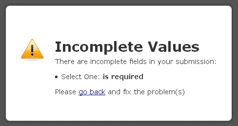 Incomplete Values error when using Allow Other on a Required Radio Button field Image 2 Screenshot 51