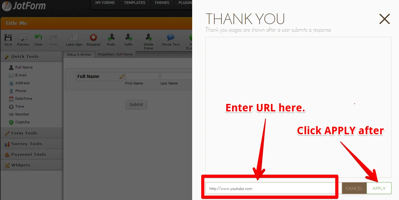 How can I update the URL routing of the thank you page please? Image 2 Screenshot 51