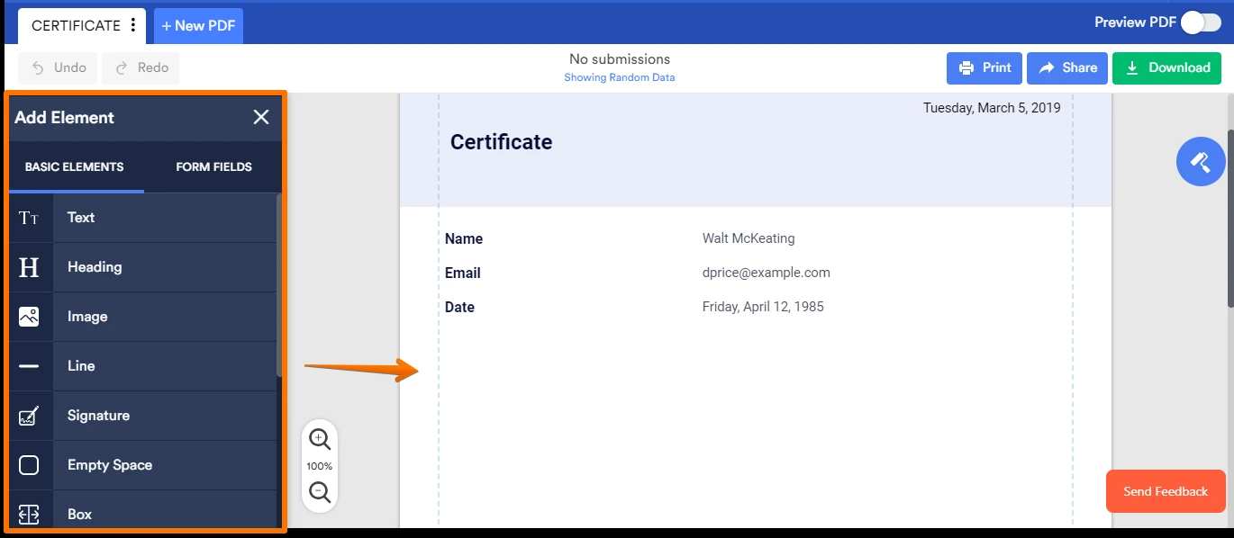 How can I add a certificate to my form Image 32