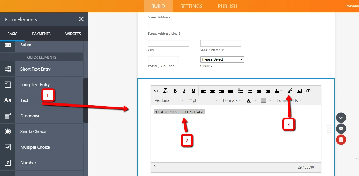 How to add a link on the form. Image 10