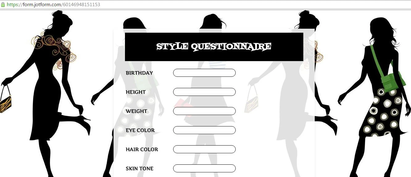 for my style questionnaire, i would like to know why the background I have chosen is not showing up when i send out the link  Image 1 Screenshot 20
