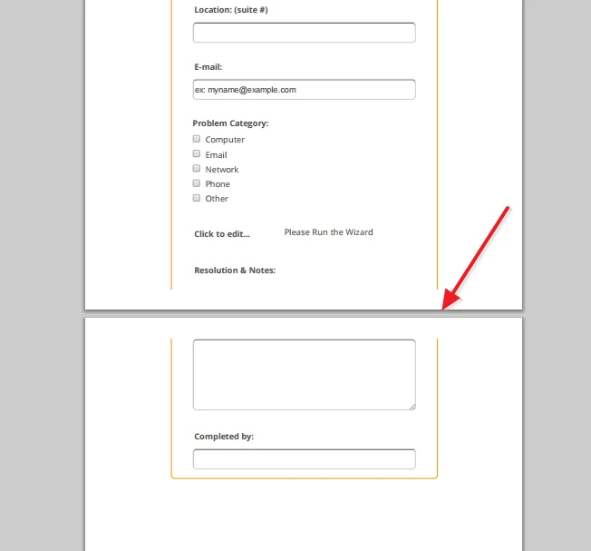 I created my form, looks good on preview but when I print, part of my document is missing Image 1 Screenshot 50