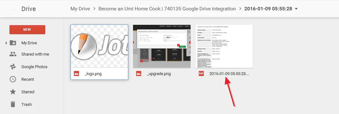 The folder is being created but the actual content is not uploaded in my google drive integration Image 1 Screenshot 20