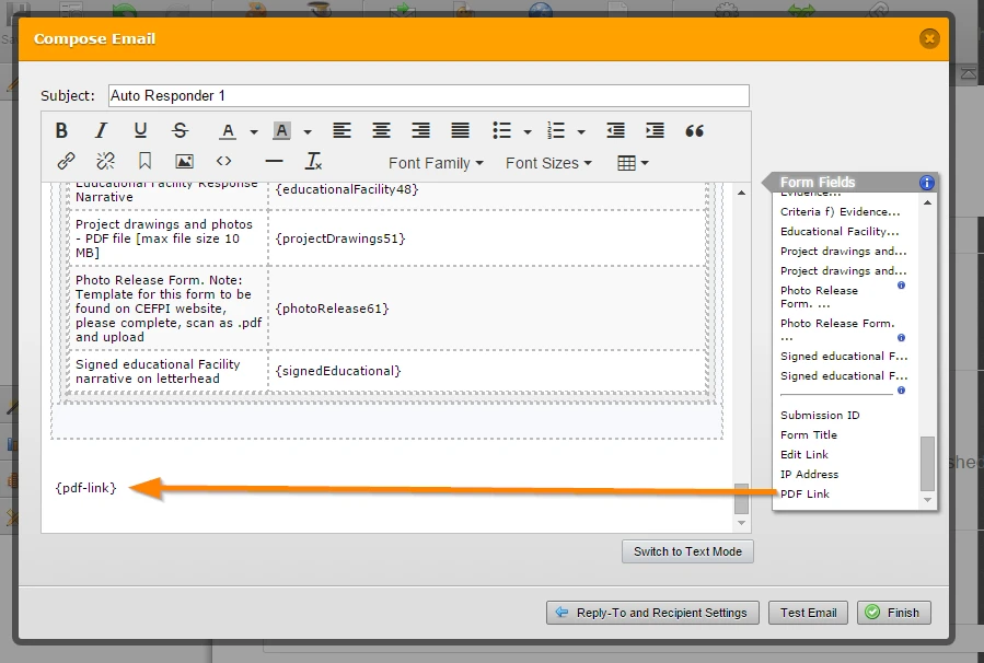 Sending PDF file to the entrant? Image 1 Screenshot 20