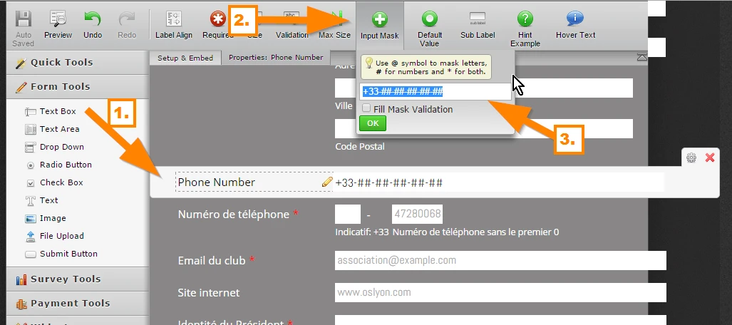 French version of the phone number field? Image 1 Screenshot 20