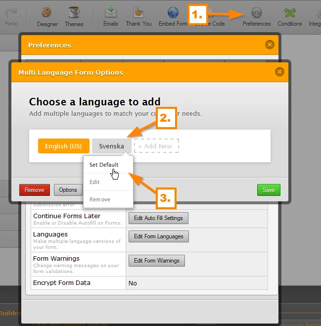 Specify language to use when form is embedded Image 1 Screenshot 30
