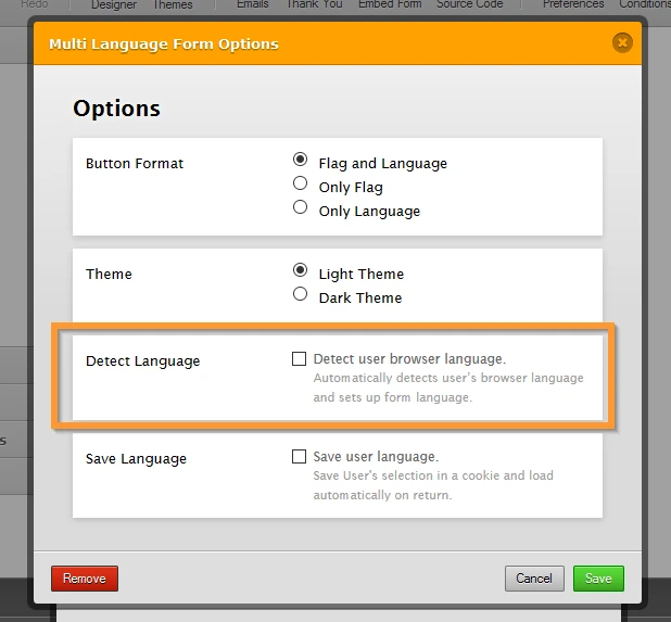 Specify language to use when form is embedded Image 2 Screenshot 41