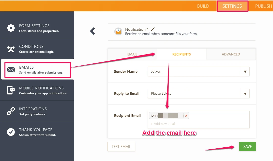 Does your forms support CC in the emails? Image 10