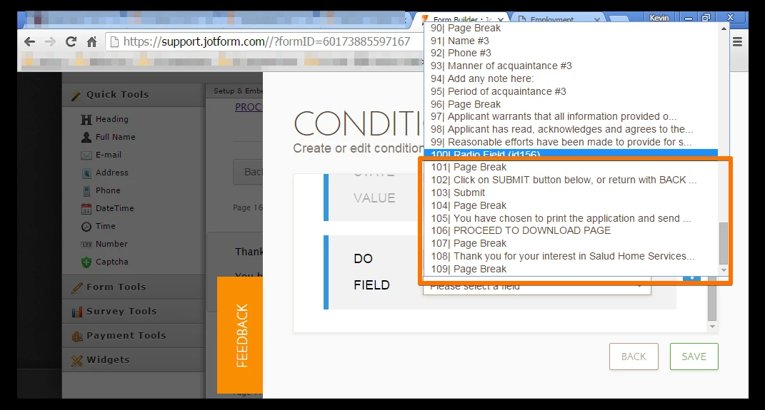 Is there a limit of fields?  And, can buttons be used for conditional operations? Image 1 Screenshot 20