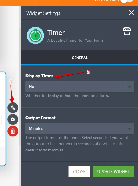 Timer Widget: Its not included in the email template if the widget is hidden.  Image 21