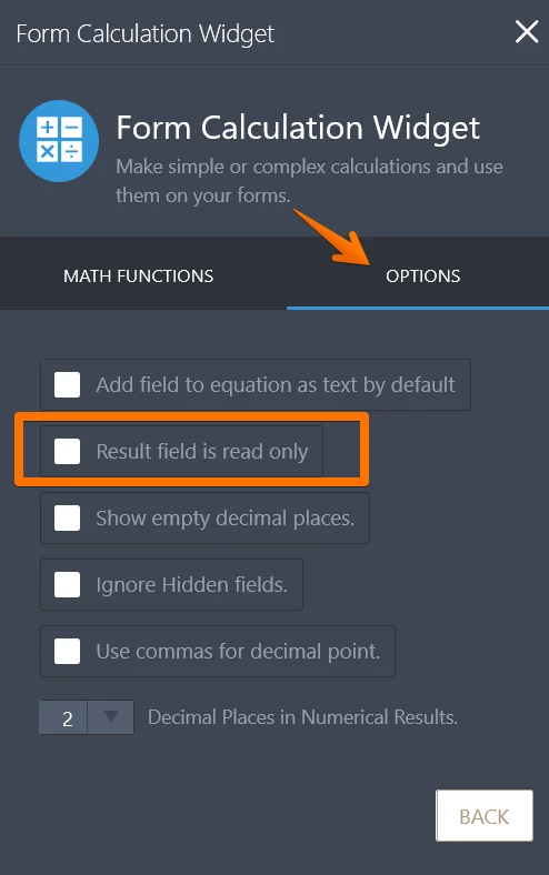 How to set Form Calculation widget to read only? Image 21