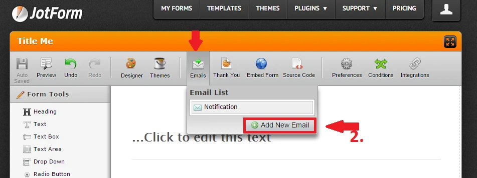 How do I set the emails that I want to be notified when a form is completed? Image 2 Screenshot 71