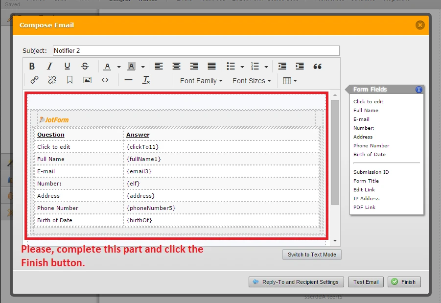 How do I set the emails that I want to be notified when a form is completed? Image 5 Screenshot 104