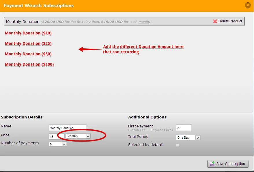 How to have a Recurring Donation Amount Payment options using Payment Tools Image 2 Screenshot 41