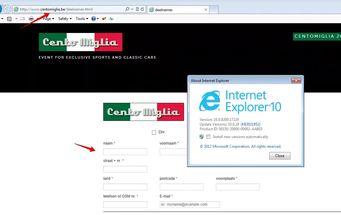 My form does not appear under Windows 10 Internet Explorer Screenshot 30